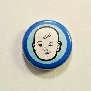WRY BABY Parent Mommy WINKING BABY BLUE Pinback Button CLEVER Humor Collectable
